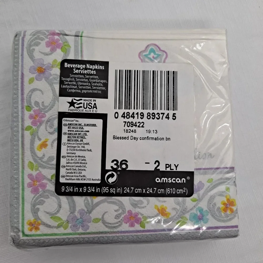 Easter Napkins Joyous Confirmation Cross Paper Napkins 36 Counts